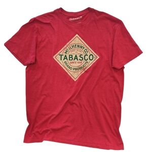 TABASCO Shirt Size XL Red Hot Sauce Logo Graphic Tee Short Sleeve Distressed